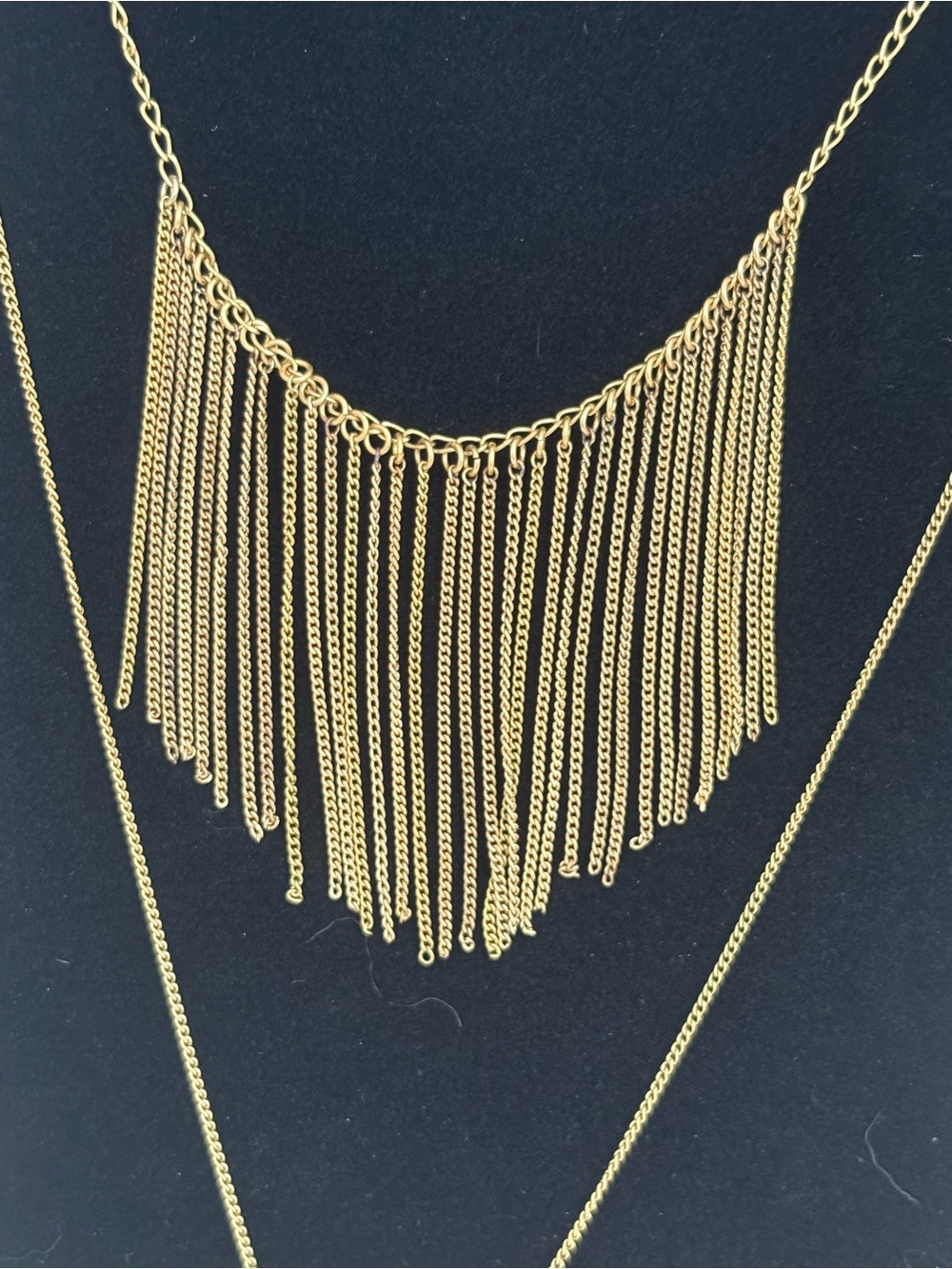 Madewell Multi Layered Gold Tone Geometric Pendant  36” Necklace Adjustable - Picture 3 of 7